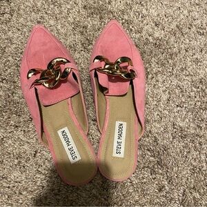 Steve Madden Pink Mules with Gold Chain